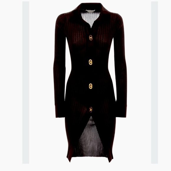 Bottega Veneta Sweaters - BOTTEGA VENETA Long Ribbed Knit Cardigan Sweater - Black - Size 40